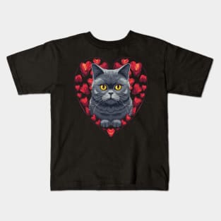 British Shorthair Valentine Day Kids T-Shirt